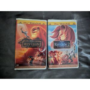 Disney El Rey León + El Rey León 2 VHS Español Lion King 1 & 2 Spanish Version
